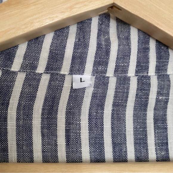 Piglet in Bed Midnight Stripe Linen Pajama Set - Picture 4 of 6